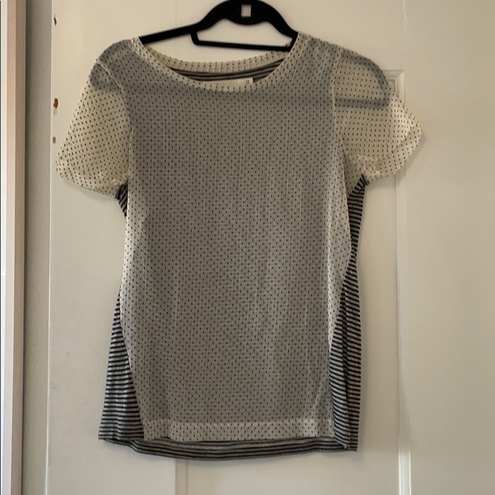 Slightly Sheer stripe and polka dot top